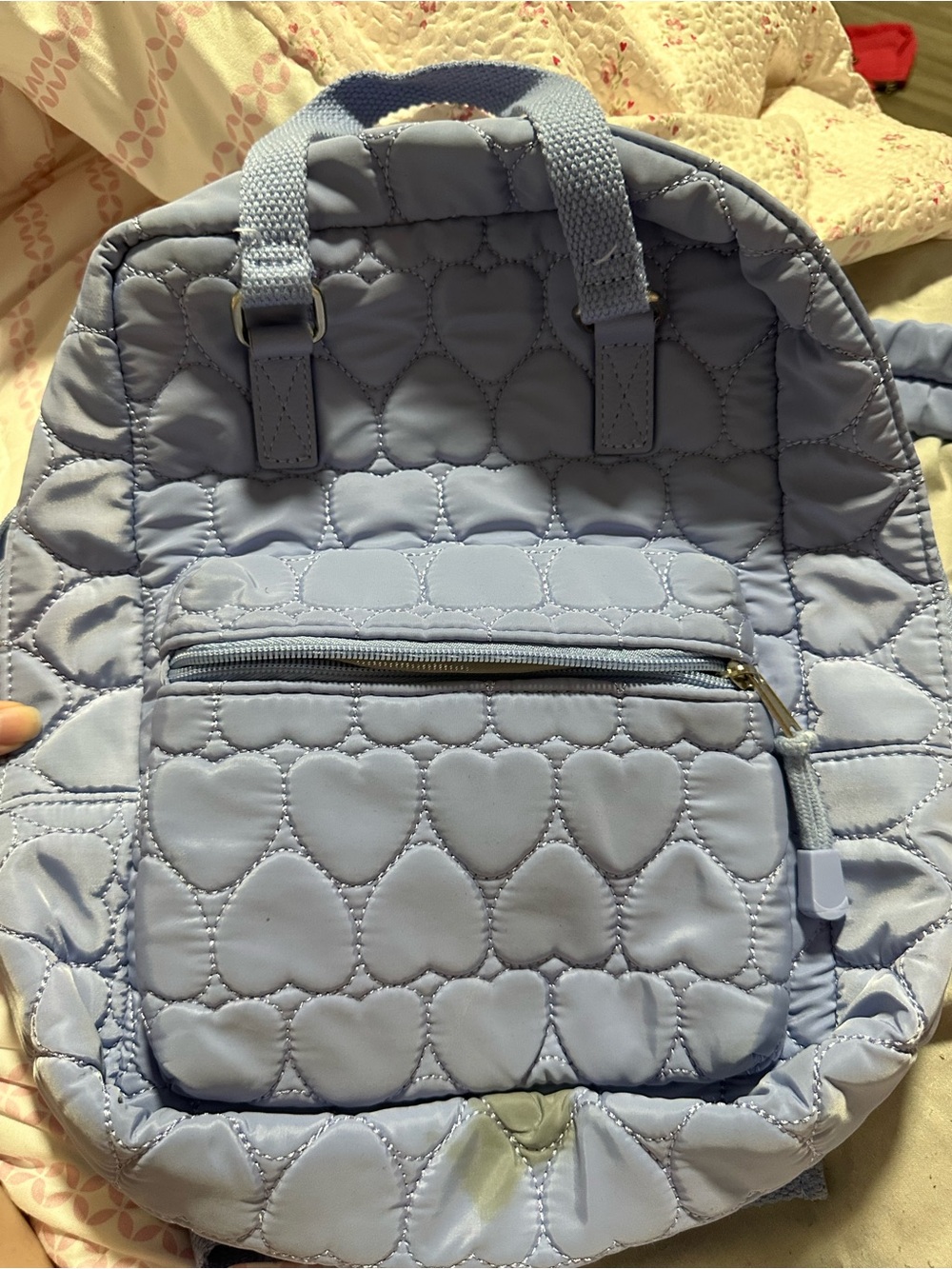 wild fable Light Blue Quilted Heart Backpack